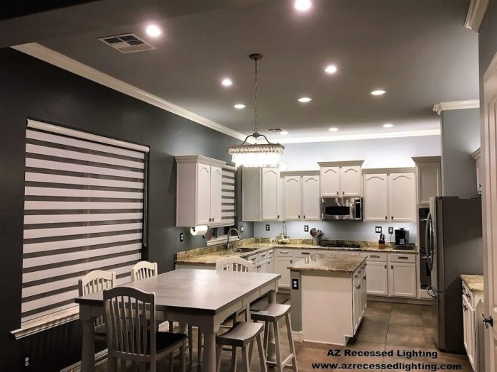 Recessed lighting in dining hot sale room